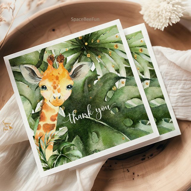 Safari Giraffe Baby Shower  Napkin (Safari Baby Shower, Giraffe Napkins, Jungle Theme, Wild Adventure, Baby Shower Decor, Animal Safari,)