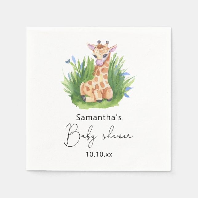 Safari Giraffe baby shower Napkin (Front)