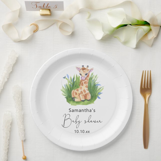 Safari Giraffe baby shower Paper Plate (Wedding)