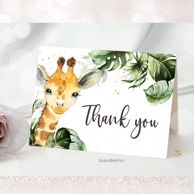 Safari Giraffe Baby Shower  Thank You Card (Safari Giraffe Baby Shower Thank You Card)