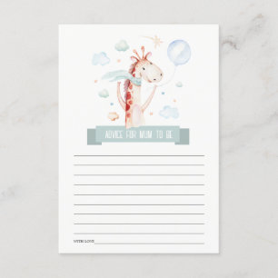 Safari Giraffe Balloon Advice For Mum Baby Shower Enclosure Card