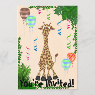 Safari Giraffe Birthday Party Invitation