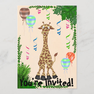 Safari Giraffe Birthday Party Invitation