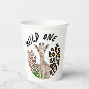 Safari Giraffe Birthday Wild One 1st Birthday Paper Cups
