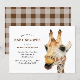 Safari Giraffe Gender Neutral Baby Shower Invitation