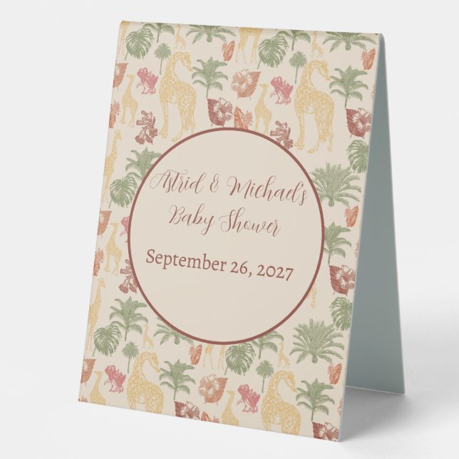 Safari Giraffe & Palm Leaves Baby Shower  (Front)