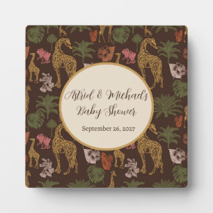Safari Giraffe & Palm Leaves Baby Shower Plaque