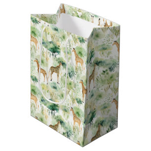 Safari Giraffe Pattern Africa Wildlife Themed Medium Gift Bag