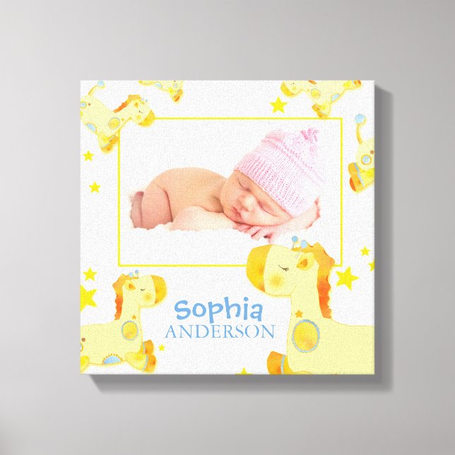 Safari Giraffes Nursery Baby Photo Canvas Print (Front)