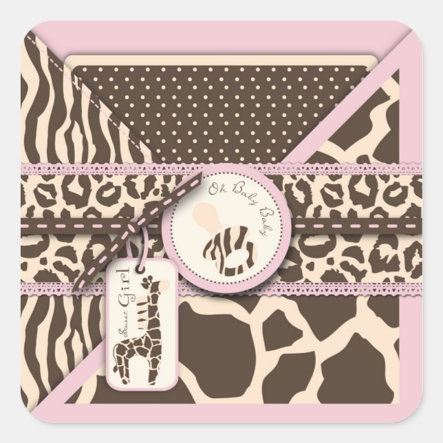 Safari Girl Square Sticker (Front)