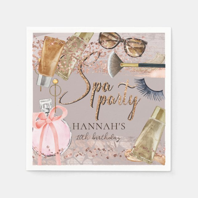 Safari Glitter Spa Birthday Napkin (Front)