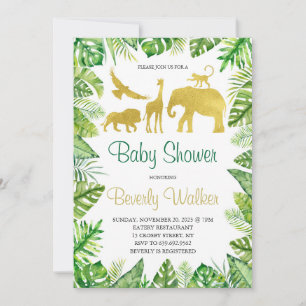 Safari Gold Animals Baby Shower Invitation