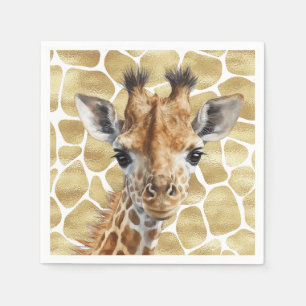 Safari gold Giraffe Wild One Birthday Napkin