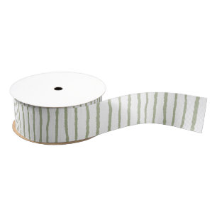 Safari Green Stripes Birthday Grosgrain Ribbon