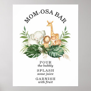 Safari Greenery Foliage Baby Shower Mum-osa Bar Poster