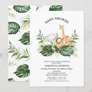 Safari Greenery Foliage Gender Neutral Baby Shower Invitation