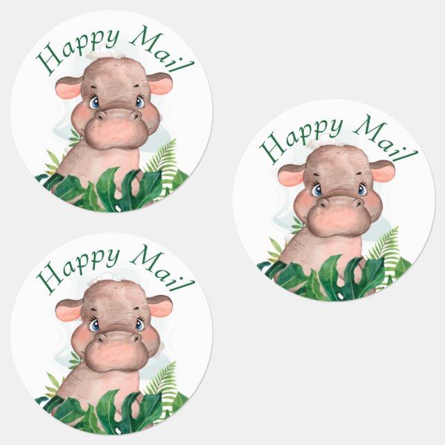Safari Happy Mail  hippo stickers (Group)
