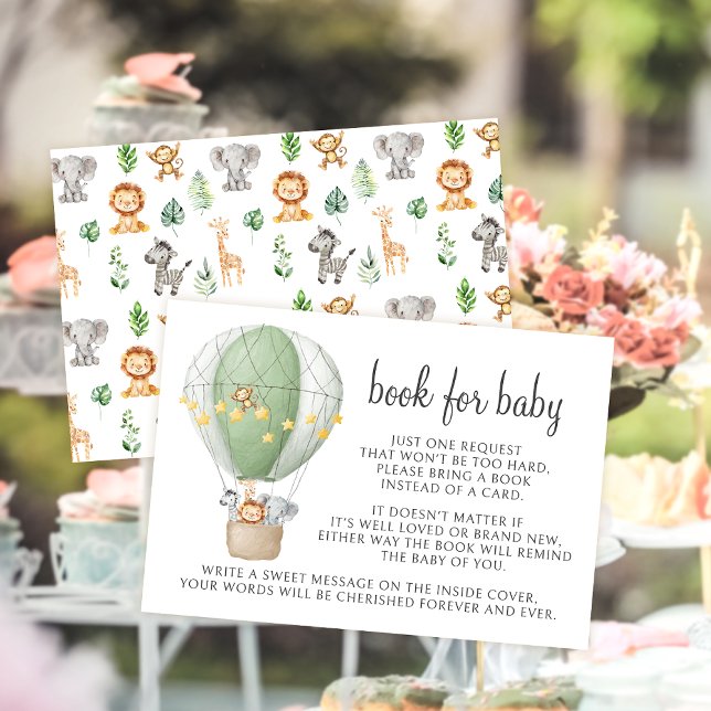 Safari Hot Air Balloon Book for Baby Shower RSVP Card (Creator Uploaded)