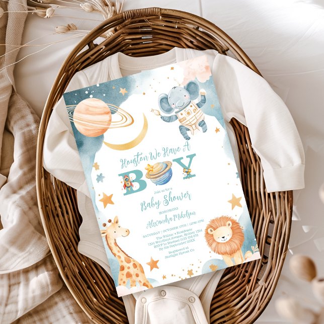 Safari Houston We Have A Boy Outer Space  Invitation (Creator Uploaded)