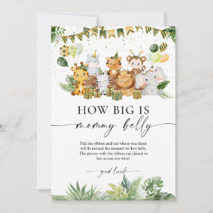 Safari How Big is Mummy's Belly Baby Shower Game Advice Card