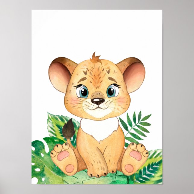 Safari In The Jungle Baby Lion Cub Poster (Front)