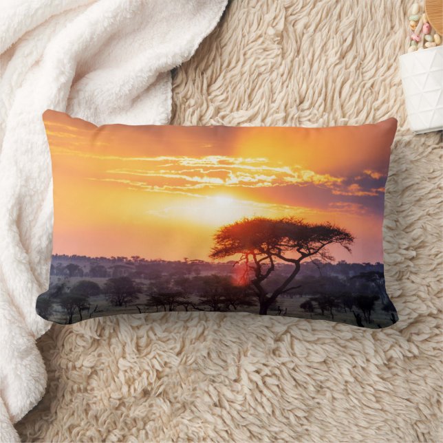 Safari in the Serengeti National Park Lumbar Cushion (Blanket)