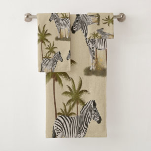 Safari-Inspired Zebras & Palms Bath Towel Set