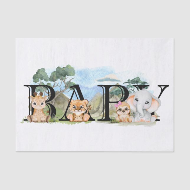 Safari Jungle Africa Animal Baby Shower Tissue Paper (Front)