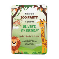 Safari Jungle Animal Birthday 5th Invitation Cards