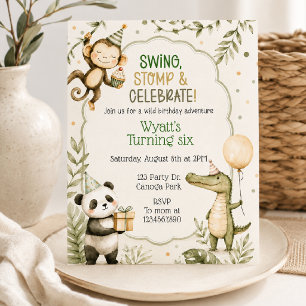 Safari Jungle Animal Birthday Party Animals Invitation