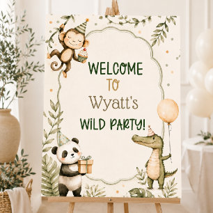 Safari Jungle Animal Birthday Party Animals Poster