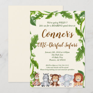 Safari Jungle Animal Birthday Party Invitation
