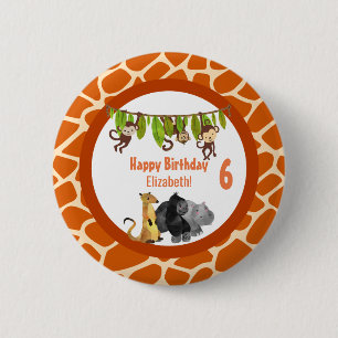 Safari Jungle Animal Theme Birthday 6 Cm Round Badge