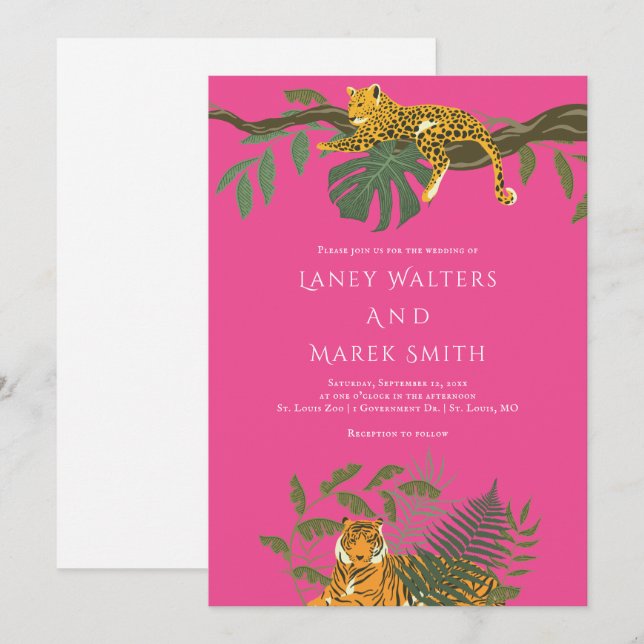 Safari Jungle Animal Wedding Invitation (Front/Back)