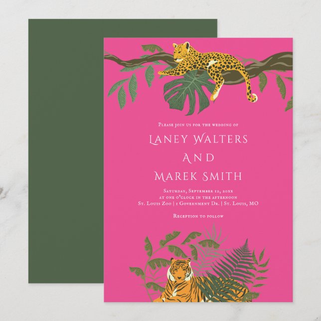 Safari Jungle Animal Wedding Invitation (Front/Back)