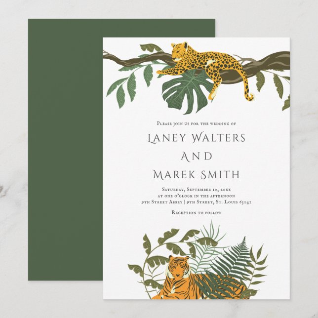 Safari Jungle Animal Wedding Invitation (Front/Back)