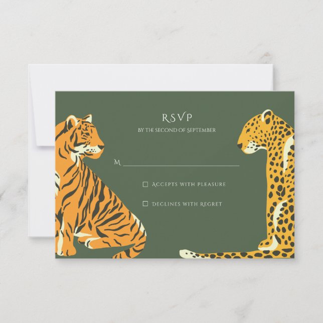 Safari Jungle Animal Wedding RSVP (Front)