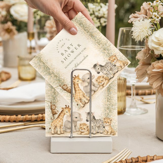 Safari Jungle Animals Arch Baby Shower Napkin (Creator Uploaded)