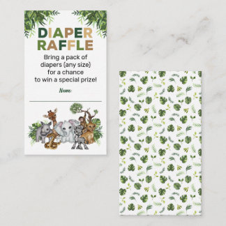 Safari Jungle Animals Baby Showe Diaper Raffle Enclosure Card