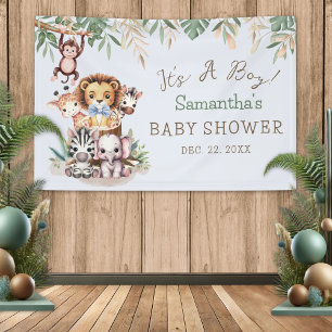 Safari Jungle Animals Baby Shower Banner 