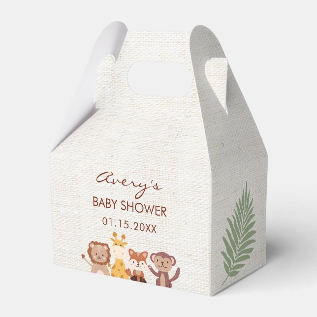 Safari Jungle Animals Baby Shower Favour Box (Front Side)