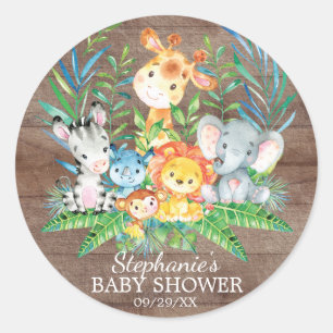 Safari Jungle Animals Baby Shower Favour Sticker