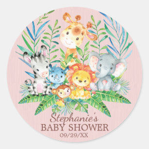 Safari Jungle Animals Baby Shower Favour Sticker