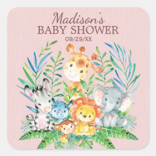 Safari Jungle Animals Baby Shower Favour Sticker