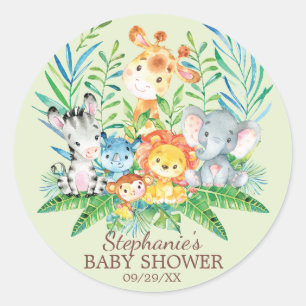 Safari Jungle Animals Baby Shower Favour Sticker