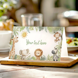 Safari Jungle Animals Baby Shower Food Tent Place Card