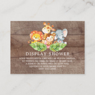 Safari Jungle Animals Baby Shower Gift Display Enclosure Card