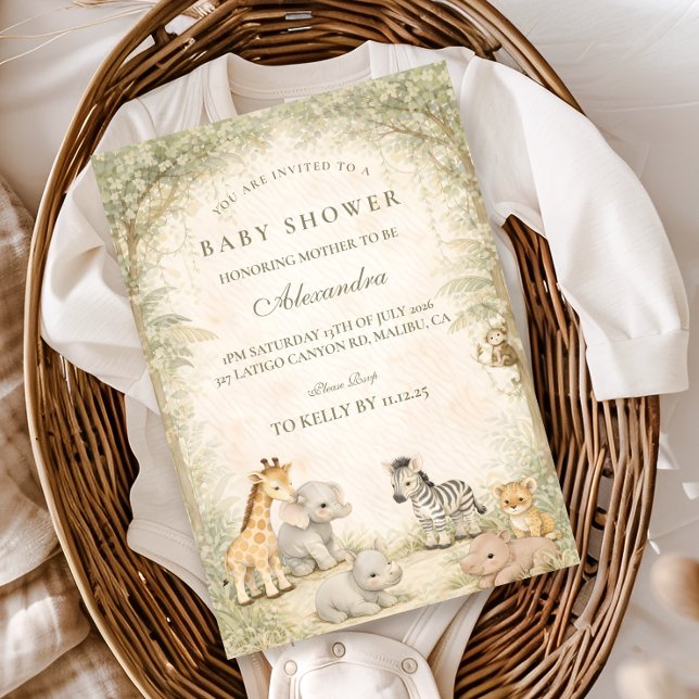 Safari Jungle Animals Baby Shower Invitation (Creator Uploaded)