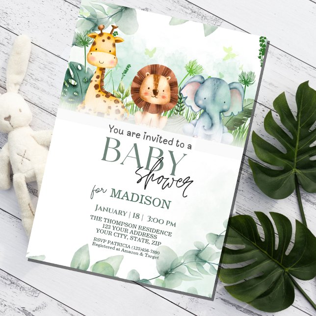  Safari Jungle Animals  Baby Shower Invitation (Creator Uploaded)