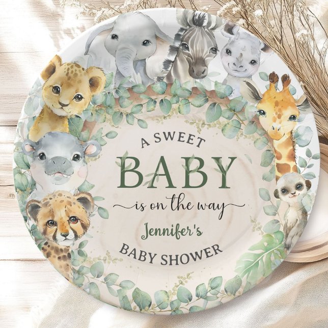 Safari Jungle Animals Baby Shower Tropical   Paper Plate (Creator Uploaded)